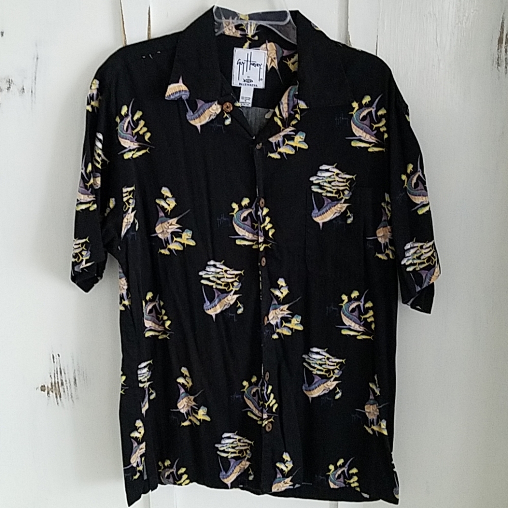 Guy Harvey Black Swordfish Print Button-down